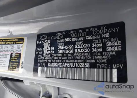 2022 Hyundai Ioniq 5 Limited z USA, uszkodzony, nr VIN KM8KRDAF6NU102858